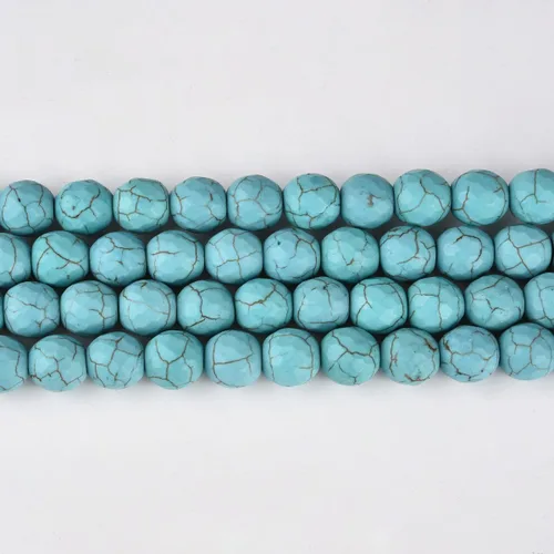 Vista 2 de Cuentas redondas de piedra semipreciosa de color turquesa azul facetado de 0.394 pulgadas (0.394 in) para hacer joyas de 15 pulgadas (38-40 unidades)