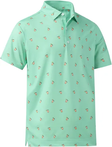 Vista 3 de DEOLAX Polo para hombre que absorbe la humedad ajuste seco rendimiento para hombre ajuste regular estampado de moda polo de manga corta