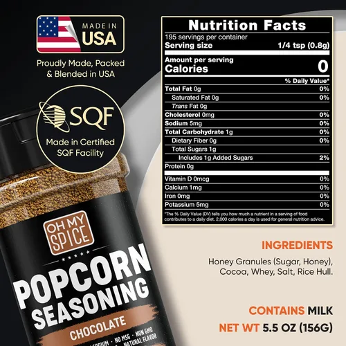 Vista 2 de Popcorn Seasoning Chocolate Powder Mix - Gluten Free & Low Sodium Cocoa Powder Blend Popcorn Flavoring Seasoning. Healthy Movie Night Theater Pop