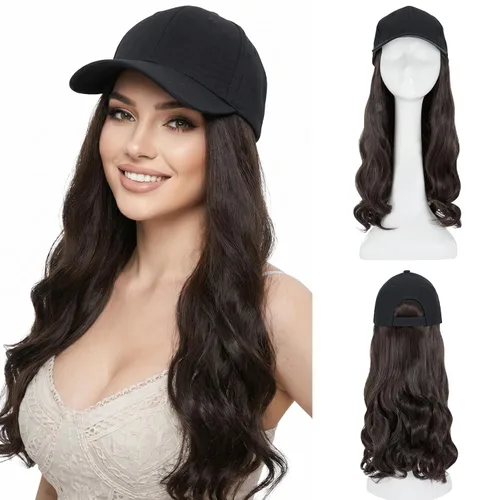 Vista 42 de SEGO - Gorra de béisbol con extensiones de cabello para mujer, resistente al calor, sintético, 6 pulgadas, ajustable, corta, recta, peluca