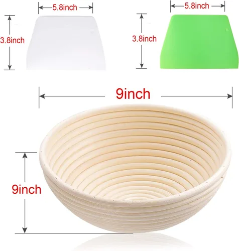 Vista 2 de Wwyybfk Banneton - Cesta para hornear pan, suministros para hornear pan de masa madre de 9 pulgadas