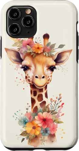 Vista 29 de Cute Giraffe with Flowers Giraffe Floral Case for iPhone 17