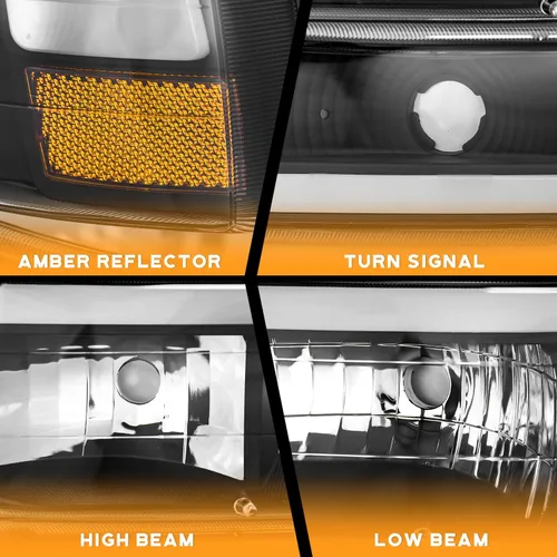 Vista 3 de WEELMOTO Juego de faros delanteros para 99-02 Chevy Silverado 1500 2500; para 01-02 Silverado 1500HD 2500HD 3500HD; para 00-06 Tahoe Suburban 1500