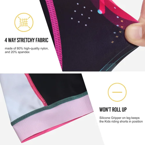 Vista 6 de FitsT4 - Pantalones cortos de ciclismo para niños y niñas, pantalones cortos de triatlón acolchados para jóvenes con bolsillos