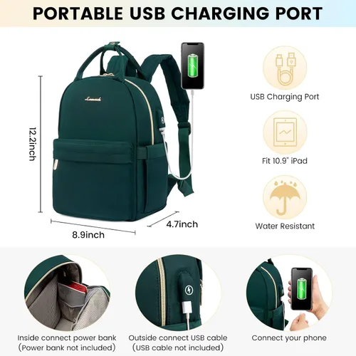 Vista 5 de LOVEVOOK Mini mochila para mujer, mochila pequeña, bonita mochila a la moda, Verde, Mochilas Daypack