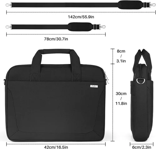Vista 7 de BAFFINA Bolsa de hombro para laptop de 15.6, 16, 17.3 pulgadas, para hombres y mujeres, funda de transporte impermeable para computadora, bolsa