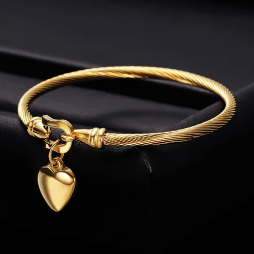 Vista 3 de Gleamart Pulsera de cable para mujer de acero inoxidable trenzado con cierre de gancho
