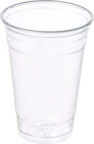 Vista 4 de Green Direct Vasos de plástico ultra transparentes con tapas planas para café helado, batido de té Boba (100, 10 onzas)