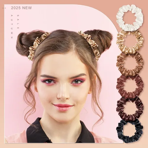 Vista 5 de WILLBOND 24 coleteros de satén para el cabello, bandas elásticas de seda a granel, soporte para cola de caballo para mujeres y niñas, accesorios