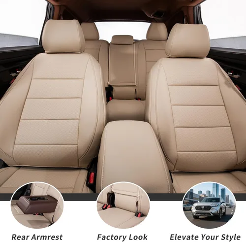 Vista 3 de coverdream CRV - Fundas de asiento de coche personalizadas para Honda 2012 Cuero sintético (beige)