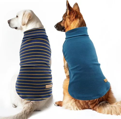 Vista 9 de KYEESE Paquete de 2 suéteres para perro, abrigo para mascotas, cuello alto, ropa elástica para perros, suéteres súper suaves para perros pequeños 1#