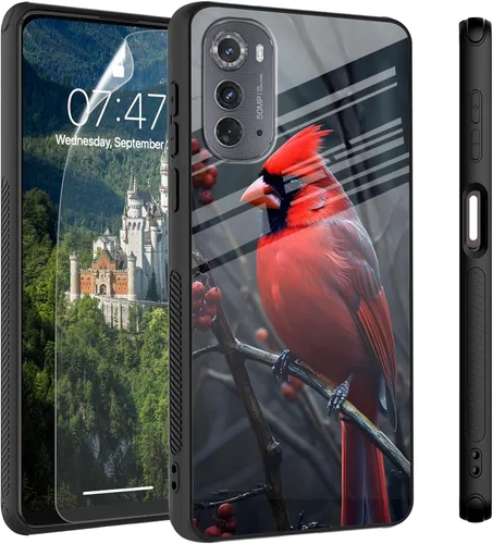 Vista 53 de Funda para Motorola Moto Edge 2022, cubierta trasera de vidrio templado con protector de pantalla, funda protectora a prueba de golpes para Motorola