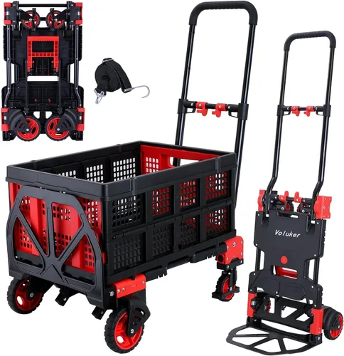 Vista 8 de Carro de mano plegable 2 en 1, carrito retráctil de 330 libras, 4 y 2