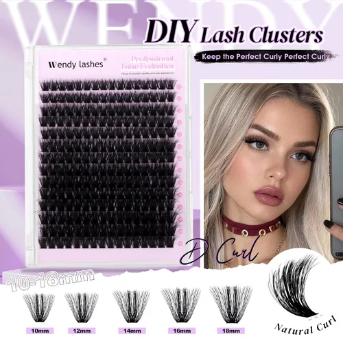 Vista 2 de WENDY LASHES Extensiones de pestañas onduladas con efecto 3D, extensiones de pestañas de volumen 100D de 0.394-0.709 in