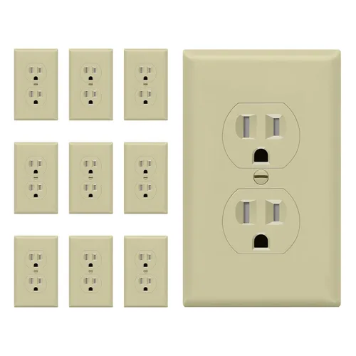 Vista 10 de ENERLITES Receptáculo dúplex, tomas de pared eléctricas resistentes a manipulaciones, grado comercial, 15A 125V, autoconectado, 2 polos, 3 cables