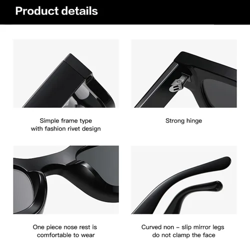Vista 6 de EYLRIM Gafas de sol de marco cuadrado grueso para mujeres y hombres, lentes de sol polarizados rectangulares gruesos con protección UV400