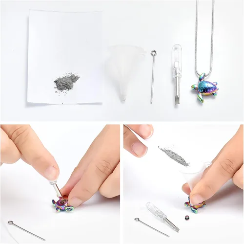 Vista 5 de Imrsanl Joyería de cremación de tortuga marina para cenizas, collar de recuerdo, urna conmemorativa, joyería para mascotas y seres humanos