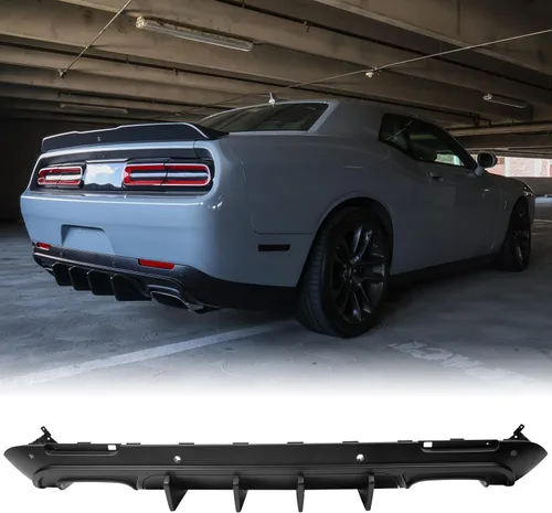 Vista 10 de FREEMOTOR802 Difusor Trasero Compatible con Dodge Challenger 2015-2023, Impresión de Fibra de Carbono PP Moldura de Parachoques Trasero Labio
