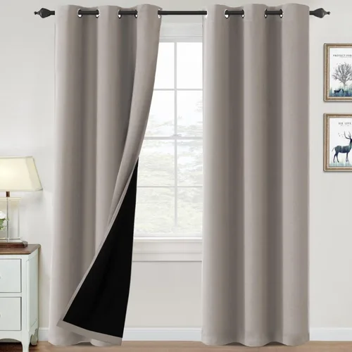 Vista 101 de H.VERSAILTEX Cortinas 100% de opacidad para dormitorio, con aislamiento térmico, cortinas opacas de 63 pulgadas de largo, cortinas de bloqueo