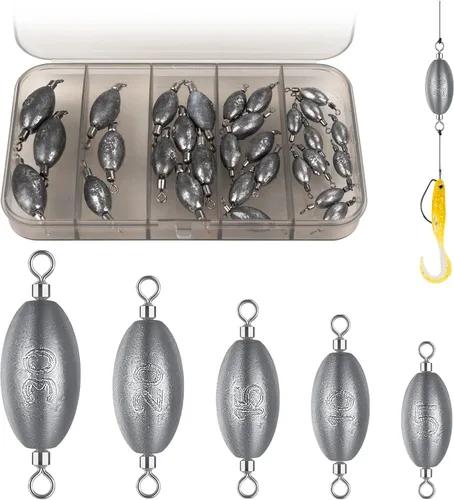 Vista 9 de THKFISH Pesas de pesca Pesas en línea, plomos de arrastre, pesos giratorios, de instalación rápida, plomo, con giro