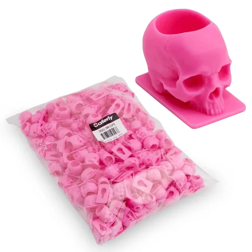 Vista 16 de Saferly Skull - Tapas de tinta para tatuaje, 200 unidades, color negro