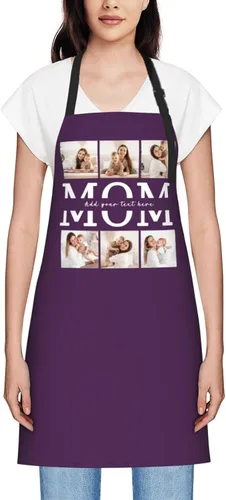 Vista 72 de Delantales personalizados para mujer, diseño de delantal de chef ajustable con nombre, textos, fotos, flores, regalos para el día de la madre