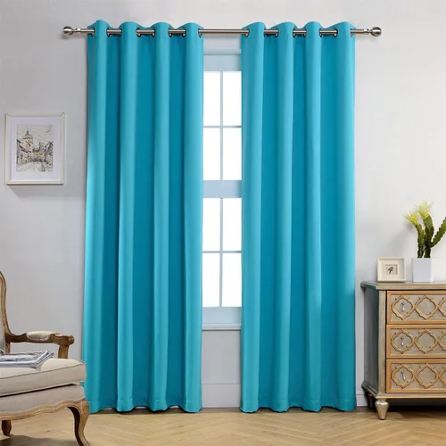 Vista 32 de Set de 2 cortinas para ventana, de Miuco, opacas, con ollaos, para recámara, incluye 2 alzapaños