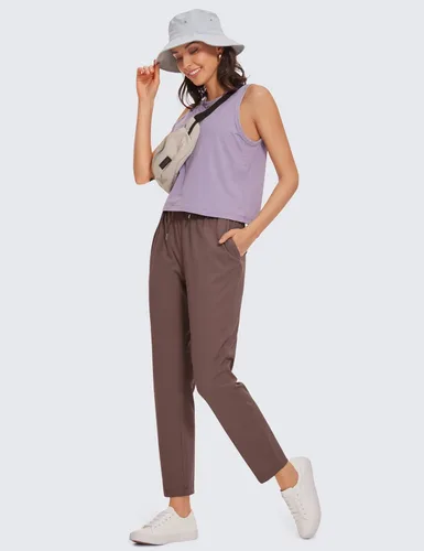 Vista 3 de CRZ YOGA Pantalones de golf elásticos en 4 direcciones para mujer, pantalones de golf de 78 tobillos, pantalones de trabajo, yoga, viajes, casual