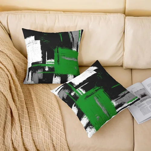 Vista 111 de Juego de 2 fundas de almohada abstractas de 16 x 16 pulgadas para niños, niñas, adolescentes, decoración de dormitorio, moderna a rayas, decoración