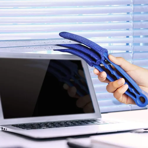 Vista 4 de Kit de cepillo limpiador de persianas de ventana, paquete de 2 cepillos con 6 fundas de microfibra, herramientas de limpieza para persianas
