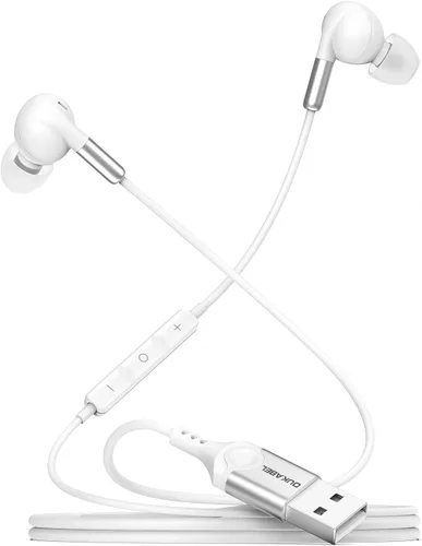 Vista 10 de DUKABEL Auriculares USB para PC, auriculares USB para juegos con micrófono para PC/PS4/PS5, auriculares negros con cancelación de ruido con control