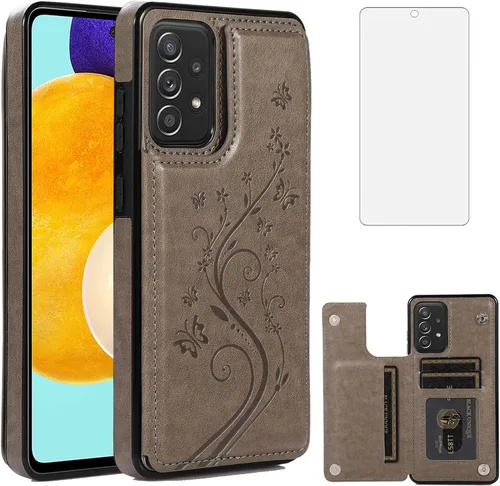 Vista 8 de Funda de teléfono para Samsung Galaxy A53 5G 2022 con protector de pantalla de vidrio templado, tarjetero/tarjetero/cartera, soporte para celda