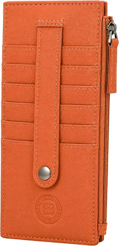 Vista 9 de Leatherboss - Funda para tarjetas todo en uno, cartera delgada con correa de protección para tarjetas, Beige, Cartera con tarjetero