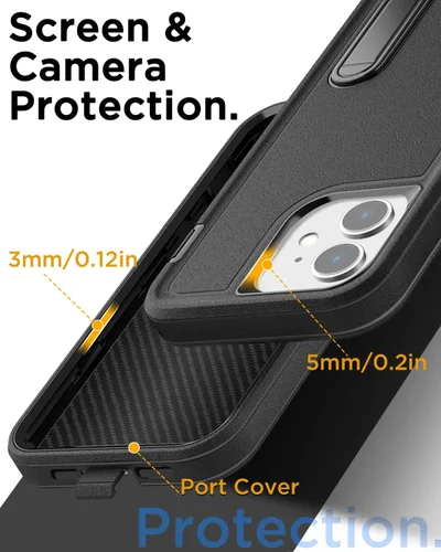 Vista 6 de AICase Funda para iPhone 12/12 Pro con soporte integrado con protector de pantalla de vidrio + lente de cámara, resistente protección contra caídas