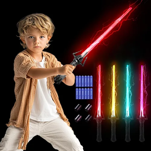 Vista 8 de SANCO Sables de Luz para Niños - Paquete de 4, Espadas de Poder Retráctiles de 7 Colores con Sonido FX (Sensible al Movimiento), Juguetes Luminosos