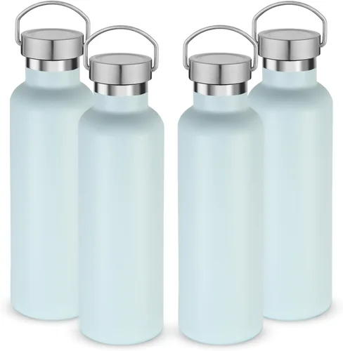 Vista 11 de Volhoply 24 onzas Botella de agua aislada con boca estándar con tapa de combinación de plástico y acero inoxidable, botellas de agua de 304 18/8