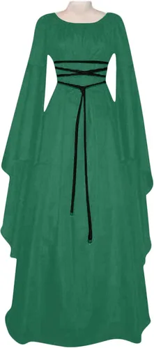 Vista 2 de Vestido de Halloween para mujer 2022 de manga larga, cuello redondo, cinturón irregular, vestido de disfraz