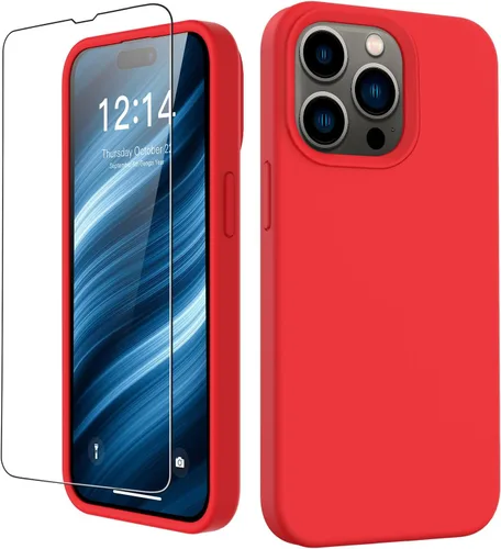 Vista 81 de bemal Funda para iPhone 14 Pro con protector de pantalla, silicona líquida de ajuste delgado, forro de microfibra suave, diseñada para mujeres