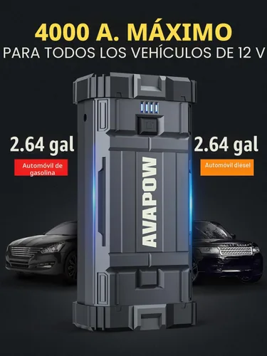 Vista 4 de AVAPOW Arrancador de coche, batería máxima de 4000 A