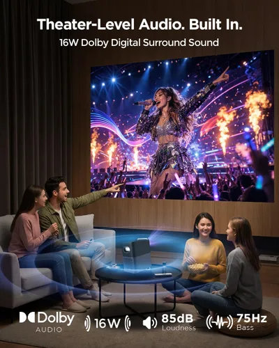 Vista 3 de TCL Proyector inteligente A1s compatible con 4K, compatible con Google TV y Netflix, WIFI y Bluetooth, enfoque automático Keystone, Native 1080p