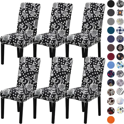 Vista 57 de Sufdari Juego de 2 fundas para sillas de comedor, fundas para sillas de cocina, fundas para sillas Parsons, protectores de sillas de elastano