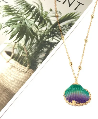 Vista 5 de 5Pcs Natural Scallop Conch Seashell Necklace Inlaid with Gold Rimmed Sea Shell Necklace Adjustable Seashell Jewelry Gifts for Women