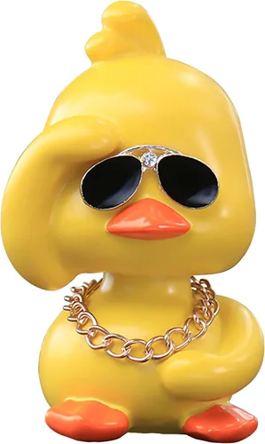 Vista 10 de wonuu Lindos adornos de pato amarillo para coche, decoraciones de tablero de instrumentos de coche, muñeca de cabeza sacudida De pie y de pie