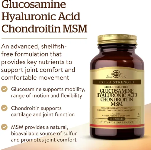 Vista 8 de Solgar tabletas de Glucosamina de ácido hialurónico condroitín sulfato MSM (sin ostras), SF0018977, 1, 1