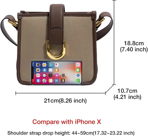 Vista 5 de FOXLOVER Bolsos pequeños de cuero para mujer y mujer, bolso cruzado de hombro, gris