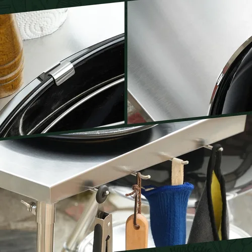 Vista 8 de Stanbroil Mesa de Trabajo de Acero Inoxidable se Ajusta a Todas las Parrillas de Carbón Tipo Kettle Weber de 18", 22" y Otras Parrillas de Carbón