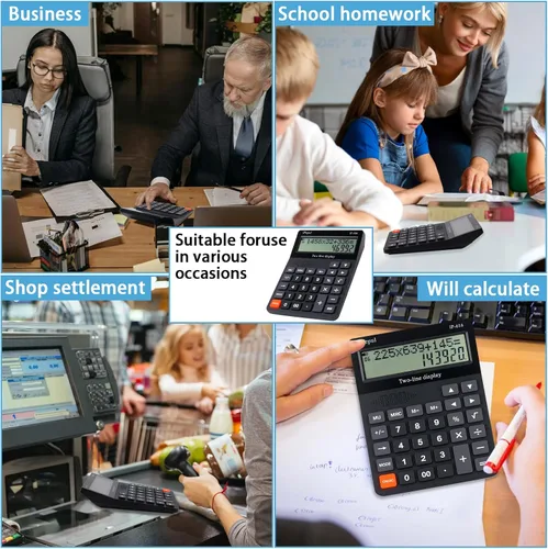 Vista 7 de Calculadora de escritorio, calculadoras básicas de escritorio iPepul con botones grandes y pantalla de 2 líneas, calculadora simple de 4 funciones