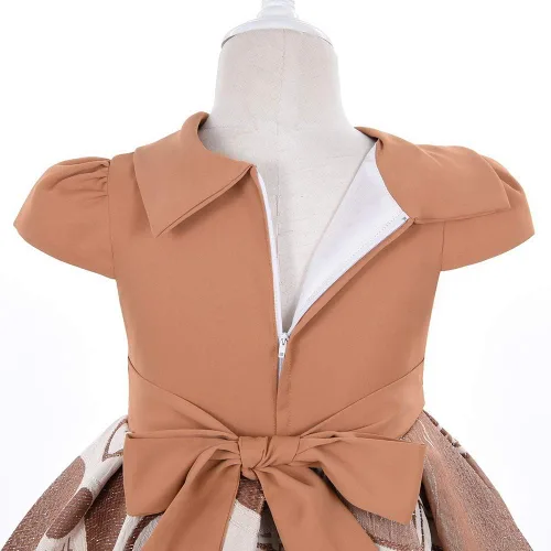 Vista 5 de Cosplay Life Elegante vestido de flores brillantes para niñas, jóvenes adultos, a la moda, con lazo, flores, fiestas de niños, festivales de 5 a 9