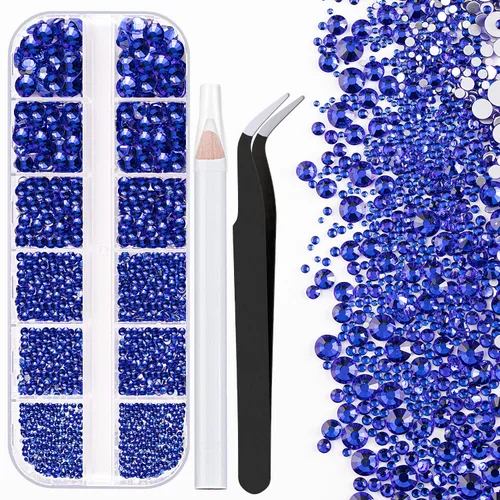 Vista 34 de Dos paquetes de diamantes de imitación de parte trasera plana, 4520 piezas de diamantes de imitación coloridos para arte de uñas, cristal colorido +
