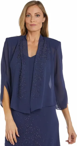 Vista 3 de R&M Richards - Vestido de gasa con cuentas para mujer